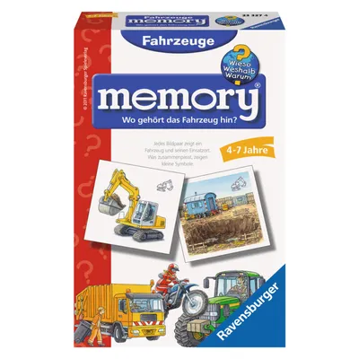 Produktbild von 48 Karten Ravensburger Mitbringspiel Wieso?Weshalb?Warum? Fahrzeuge memory 23327
