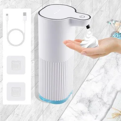Immagine prodotto di Distributore automatico di sapone schiumoso, 360 ml, USB, ricaricabile, distributore da parete con sensore, montaggio a parete per cucina, bagno, scuola