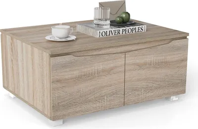Immagine prodotto di COSTWAY tavolino da caffè con spazio di archiviazione, tavolo da soggiorno con 4 porte e piedi antiscivolo, tavolino da caffè tavolo da divano per tavolo da soggiorno, camera da letto, 80x60x37cm