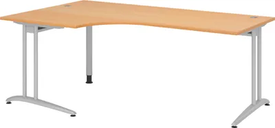 Produktbild von bümö Schreibtisch Serie-B - Nachbildung: Buche, Größe: Eckschreibtisch 200 x 120 cm