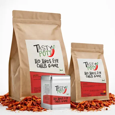 Produktbild von Tasty Pott  Birds Eye Chilis ganz, getrocknet - im Beutel - 150