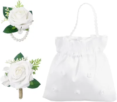 Productafbeelding van Bruiloft Accessoires Set - Bruids Corsage Armband - Bruiloft Versiering - Gesimuleerde Parel Juwelen - 21 x 20 cm - Wit