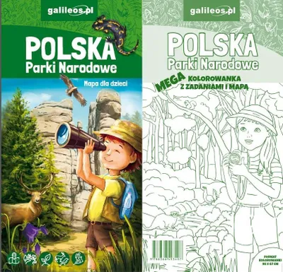 Zdjęcie produktu dla Polen. Nationalparks. Faltkarte für Kinder + Malbuch. Ausgabe 2025. Galileos