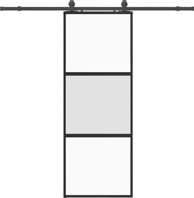 Obrázok produktu pre vidaXL Posuvné dvere s kovaním čierne 76x205 cm tvrdené sklo