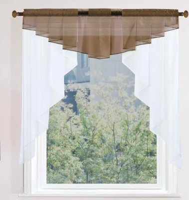 Produktbild von Scheibengardine HxB 100x100 cm Taupe »MEIßEN« M-Bogen Kurzgardine Tunneldurchzug Universalband, 2023700
