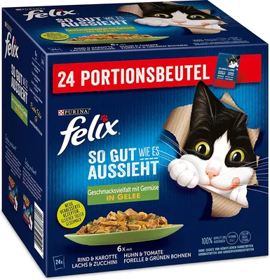 Immagine prodotto di felix®  Katzen-Nassfutter So gut wie es aussieht in Gelee Geschmacksvielfalt mit Gemüse 24x 85,0 g
