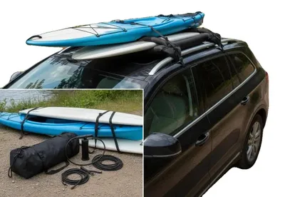 Obrázek produktu pro Nafukovací střešní polštáře, nosnost 40 kg, včetně upevňovacích popruhů, armádní zelená