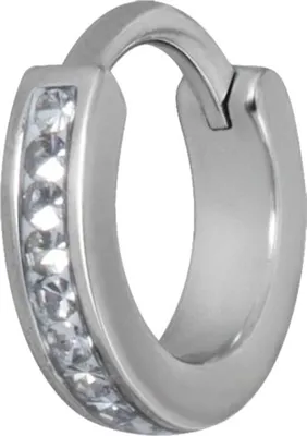 Produktbild von Karisma Edelstahl 316L Hinged Ring Piercing Creole Ohrring mit Kristall Elements Epoxyharz- 1,2x8mm - Weiss