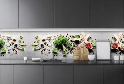 Produktbild von Fototapete Küche Abwaschbar Kräuter Gewürze - 250x60 cm Einteilig Premium Küchenrückwand - Inklusive Kleister Modern Küchentapete Fototapeten Vlies Tapete UV-Beständig Montagefertig