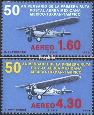 Produktbild von Briefmarken Mexiko 1978 Mi 1584-1585 (kompl.Ausg.) postfrisch Mexik. Flugpostroute
