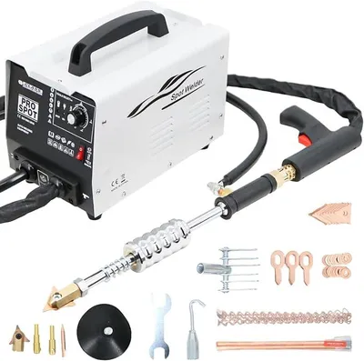 Produktbild von 1,8KW Karosserie Ausbeulspotter, 220V Punktschweißmaschine mit Schiebehämmer & 7 verstellbaren Modi, Professioneller Dellenzieher für Auto- und Lkw-Karosseriereparatur, Werkzeug zur Dellenentfernung