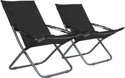 Produktbild von Klappbare Strandstühle 2 Stk. Stoff Schwarz