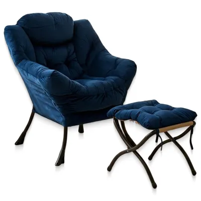 Imagen del producto de Sillón reclinable cómodo con reposapiés, tapizado en terciopelo, estructura metálica resistente con patas antideslizantes, fácil montaje, sillón de relax para interiores