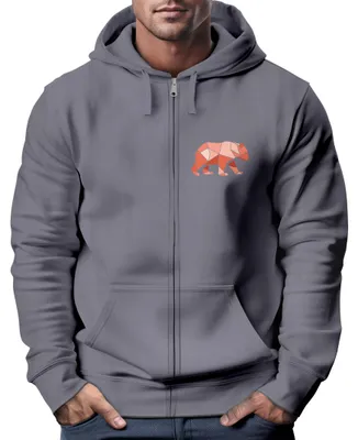 Produktbild von Zip-Hoodie Herren Sweatjacke Polygon Print Bär Outdoor Print Motiv Zipjacke Männer Fashion Streetstyle Neverless® convoy grey L