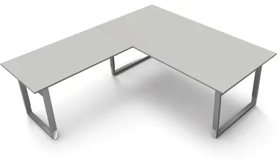 Produktbild von Schreibtisch Form5 200 Bügel-Gestell 200x100x68-82 / Anbau 120x80cm lichtgrau