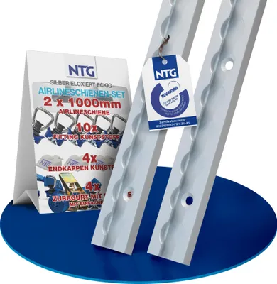 Produktbild von Airlineschiene Zurrschiene 2 x 1 m 1 Meter eckig m. Bohrungen, kpl. Set