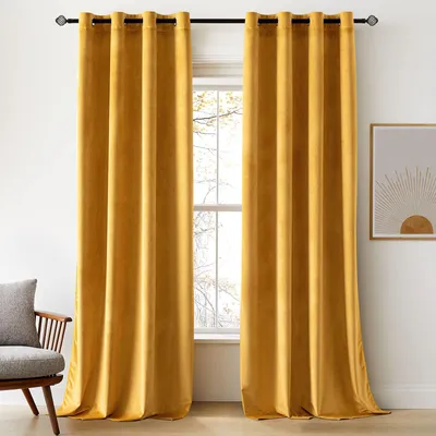 Immagine prodotto di Tende oscuranti termiche per soggiorno e camera da letto, set di 2, 140x260 cm, color senape