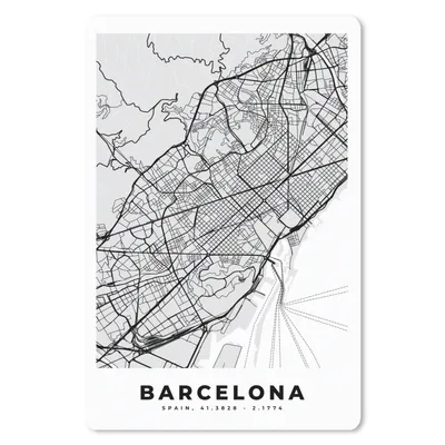 Produktbild von MuchoWow® Mauspad Mousepad Barcelona - Stadtplan - Karte - Schwarz und weiß 40x60 cm - Mousepads - Maus Mat - Pad - Mausunterlage - Schreibtisch Accesoire