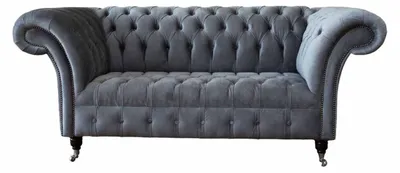 Produktbild von Chesterfield Sofa 2 Sitzer Luxus Couch Wohnzimmer Sofas Grau Stoffsofa