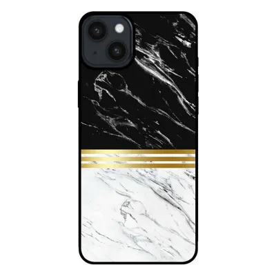 Produktbild von Smartphonica Handytasche für iPhone 14 Plus Marmor-Look - Rückseite Abdeckung Marmor Fall - Schwarz Weiß