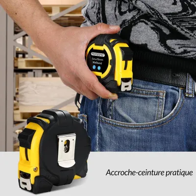 Image de Monzana Mètre ruban en acier avec enrouleur automatique 5m Mesures précises Dragonne pratique Crochet de ceinture