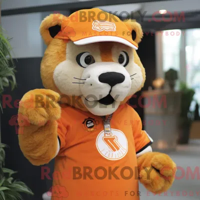 Obrázek produktu pro Postava REDBROKOLY maskota oranžového šavlozubého tygra oblečená v košili s knoflíky a čepicemi