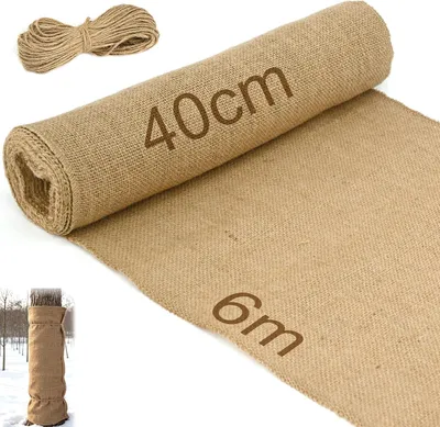 Immagine prodotto di Tessuto di juta per la protezione delle piante, 40 cm x 6 m, ideale per l'inverno, protegge dall'umidità