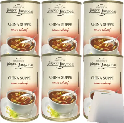 Produktbild von Jürgen Langbein China Suppe Sauer-Scharf 6er Pack (6x400ml) + usy Block