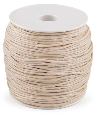 85-100m Gewachste Baumwollschnur, ca. 2mm, hellbeige