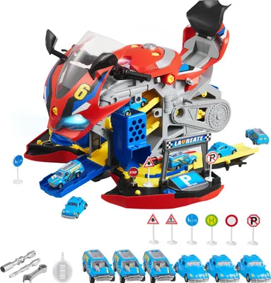 Obrázok produktu pre VEVOR hračka motorka, 25 dielov, hračka mechanika motorky s odnímateľnými časťami, svetlami a zvukmi, simulácia jazdy a pretekárskej dráhy, pre deti od 3 rokov, červená