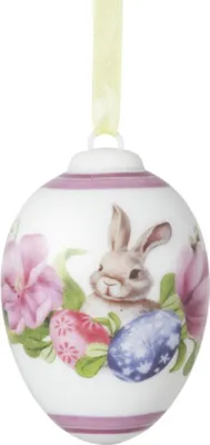 Zdjęcie produktu dla Hutschenreuther Artykuł roczny Wielkanoc 2026 Porcelanowe jajko Królik z tulipanami w pudełku prezentowym 6,5 cm