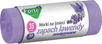 Immagine prodotto di SACCHETTI PER RIFIUTI PROFUMATI CON MANICI FORTE+ 35L 20 pz. LAVANDA