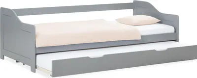 Image de Lit gigogne 90x200 cm Lit banquette 2 places en Bois Gris Lit d'appoint Lit tiroir Lit d'enfant