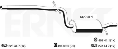 Produktbild von ERNST 645201 Mittelschalldämpfer Schalldämpfer für VW Golf VI Variant (AJ5) Golf V Variant (1K5) Jetta Mk5 (1K) für SKODA Octavia II Combi (1Z5)