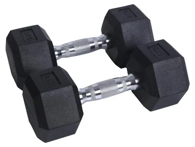 Imagen del producto de Juego de mancuernas hexagonales, 8 kg, con revestimiento de goma, para fitness