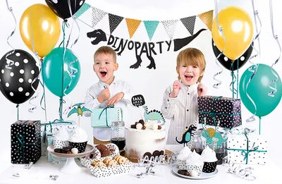Produktbild von Partyset Dinosaurier 39 Teile für Dino Party grün / gelb