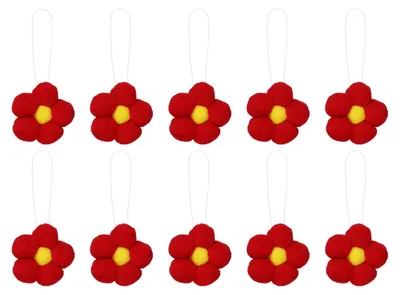 10 Filzblumen rot/gelb, 5,5 cm, hängende Frühlingsdeko