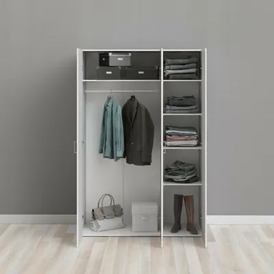 Produktbild von Tvilum 704194949, Weiß, Garderobe, 5 Regale, 3 Tür(en), Weiß, Faserplatte mit hoher Dichte (HDF)