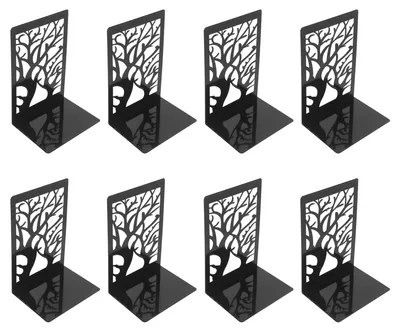 Metall-Bücherstützen, 8 Stück, schwarz, mit Anti-Rutsch-Pads