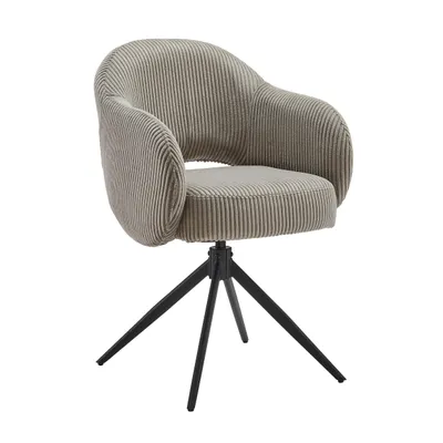 Produktbild von SIT Möbel Armlehnstuhl mit 360° Drehfunktion | Bezug Cord-Stoff hellgrau | Metallgestell schwarz | B 58 x T 60 x H 84 cm | 19000-88 | Serie SIT&CHAIRS