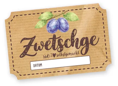Produktbild von Itenga 50 x Marmeladenetikett rechteckig 6x4cm Zwetschge