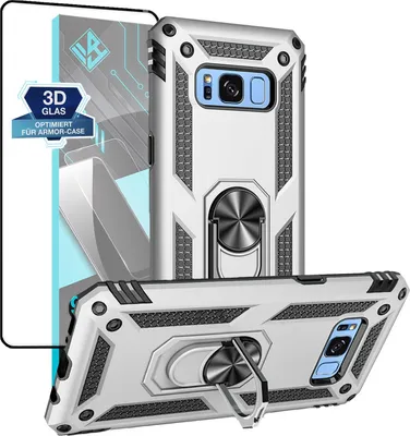 Produktbild von Armor Outdoor Handyhülle für Samsung Galaxy S8 Handy Panzer Case Schutzhülle mit 9H Displayglas Displayschutz Farbe: Silber