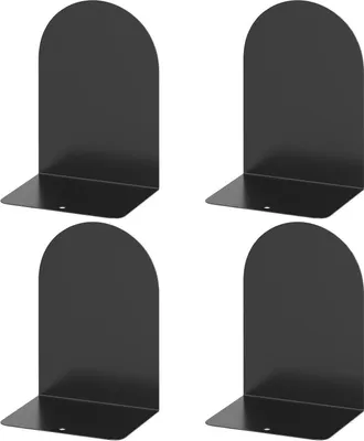 Image de Deefongo 4 pièces serre-livres métal noir étagère à livres école bureau maison
