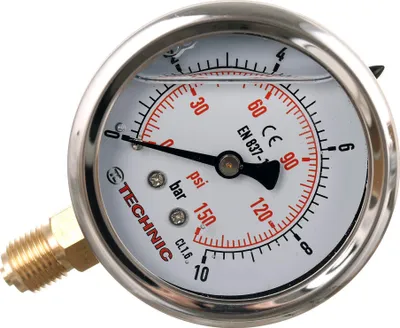 Image de Manomtre, 0-12 bar avec raccord infrieur 1/4" (avec amortissement  la glycrine)