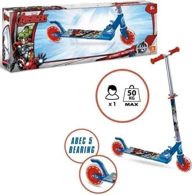 Immagine prodotto di Monopattino a 2 ruote, Marvel Avengers, pieghevole, manubrio regolabile 57-84 cm, rosso