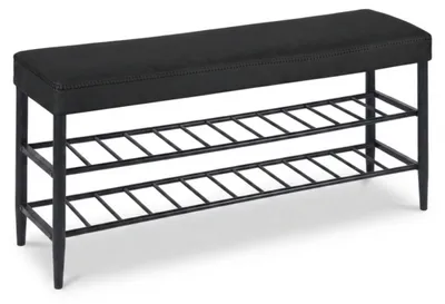 Obrázok produktu pre Relaxdays 10051813_8171, 2 osôb, Polstrované sedadlo, Čierna, Pena, Čierna, Žehlička, Plast