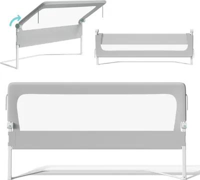 Produktbild von Jayseuw 150cm Kinder Bettschutzgitter Bettgitter Kinderbettgitter Babybettgitter Klappbar Höhenverstellbar Rausfallschutz für Kinder & Elternbetten Bett