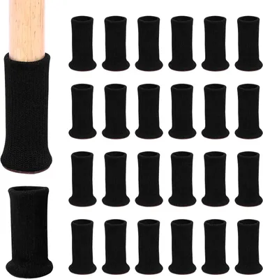 Produktbild von Möbelsocken für Stuhlbeine, 24 Stück, elastisch und rutschfest, passend für Durchmesser von 1 bis 2 Zoll, Schwarz