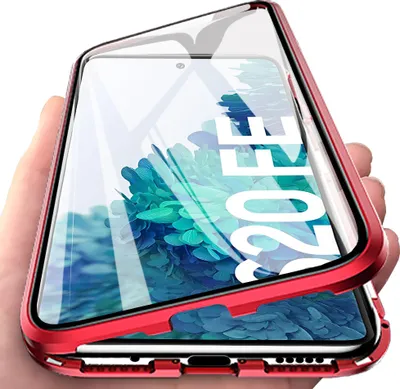Image de Galaxy S20 FE Case, coque en verre trempé avec adsorption magnétique, cadre métallique, étui de protection complet pour Samsung Galaxy S20 FE Rouge