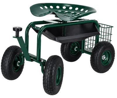 Immagine prodotto di Carrello da giardino a rotelle e con sedile girevole 360°